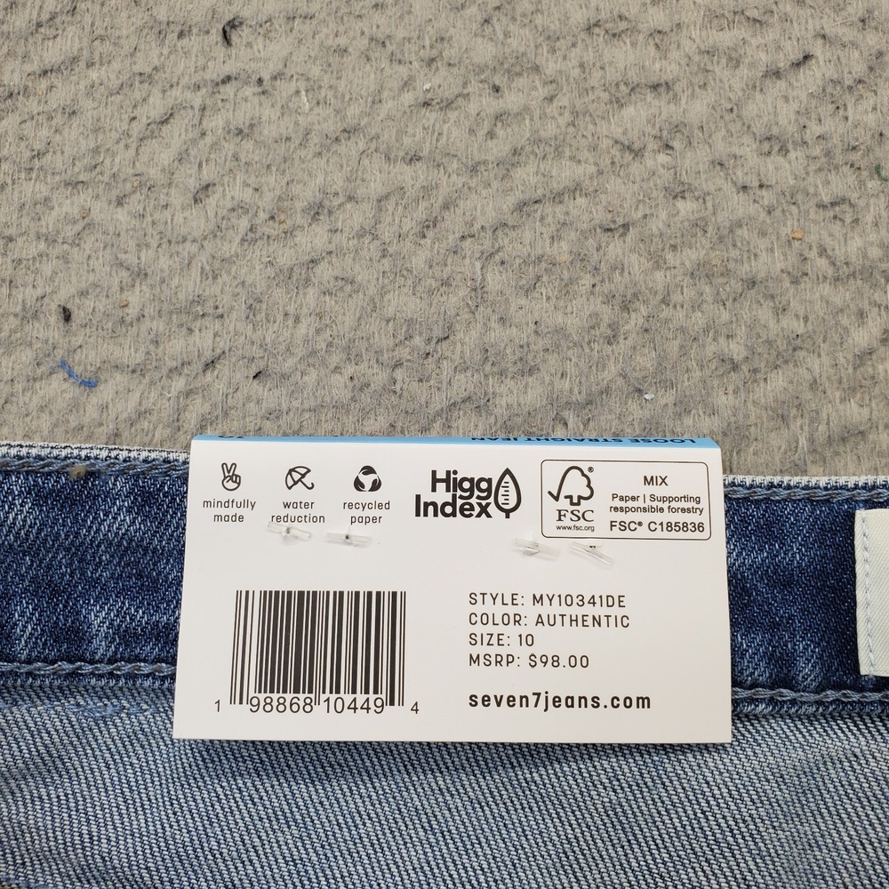 Seven7 Jeans Womens 10 Blue Denim Stretch 5-Pocket High Rise Loose Straight Leg - Picture 7 of 11
